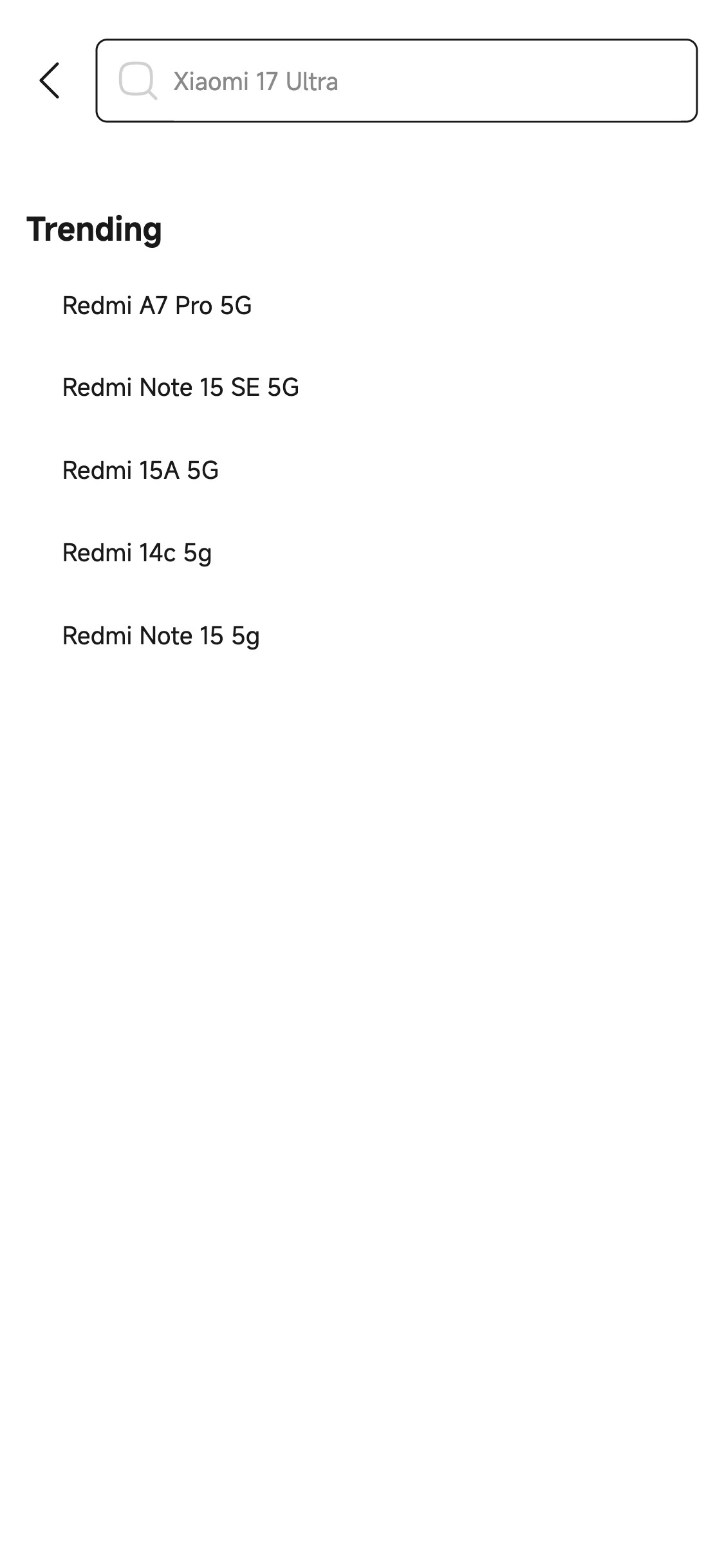 Xiaomi India — Mobile search with trending queries